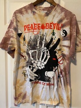ONLINE CERAMICS “PEACE DEVIL” Tie-Dye Graphic T-Shirt, Size M
